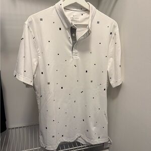 Nike White Spotted Dri-Fit Golf Polo - Medium